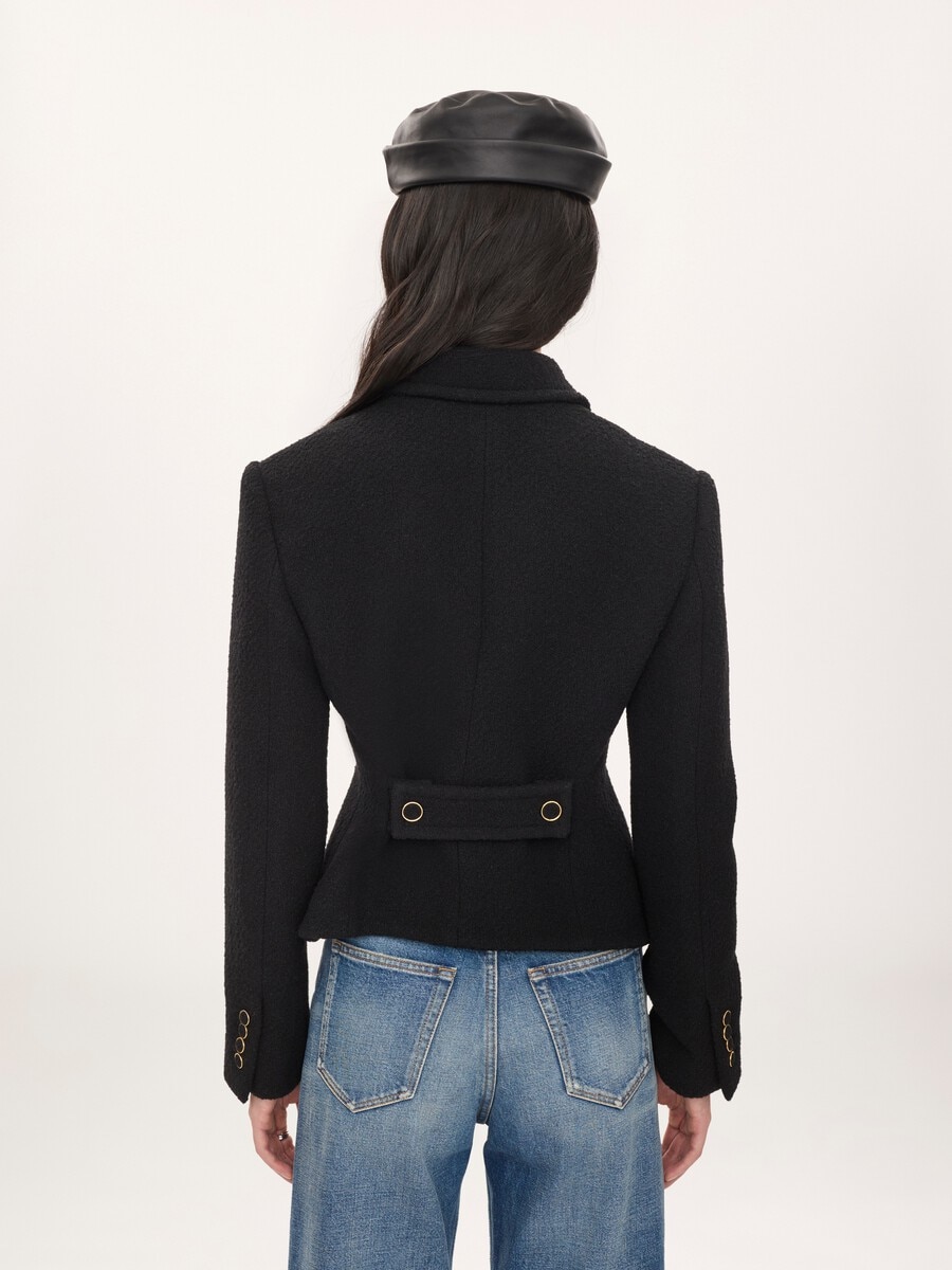 Veste blazer ajust&eacute;e en laine bouclette - 7