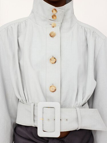 Cropped scarf jacket in a linen-cotton mix - 4