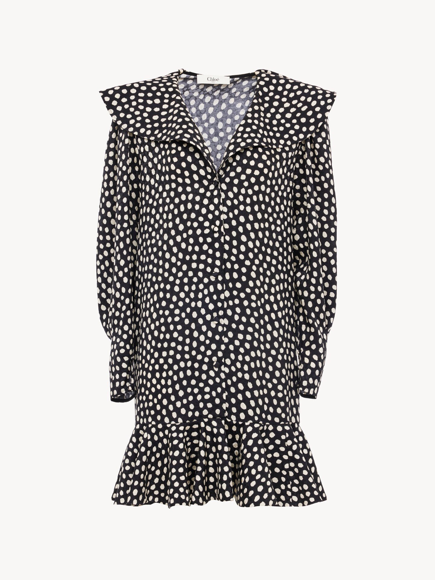 Long-sleeve mini dress in silk jacquard - 2