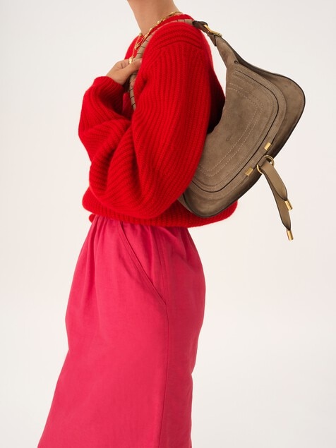 Petit sac port&eacute; &eacute;paule Marcie en cuir velours