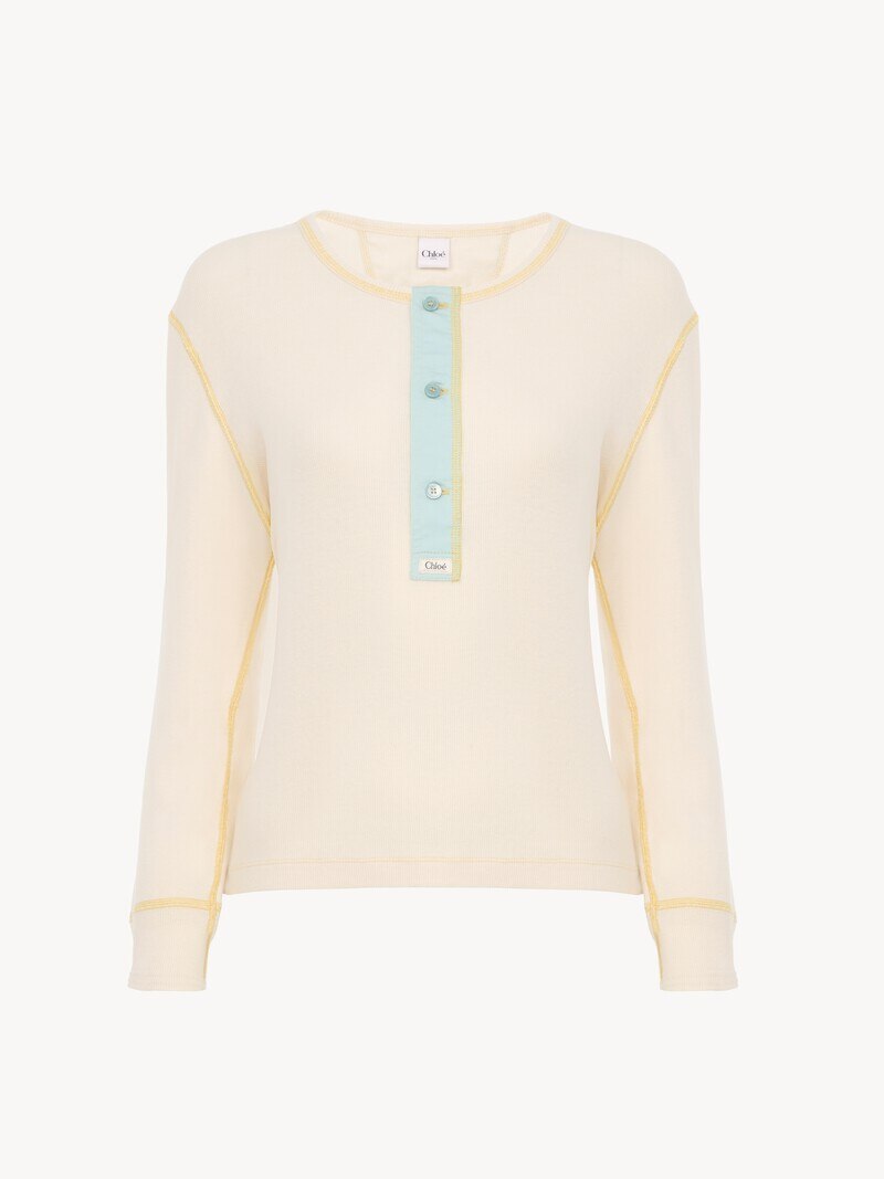 Fitted Henley shirt in cotton jersey by Chloé