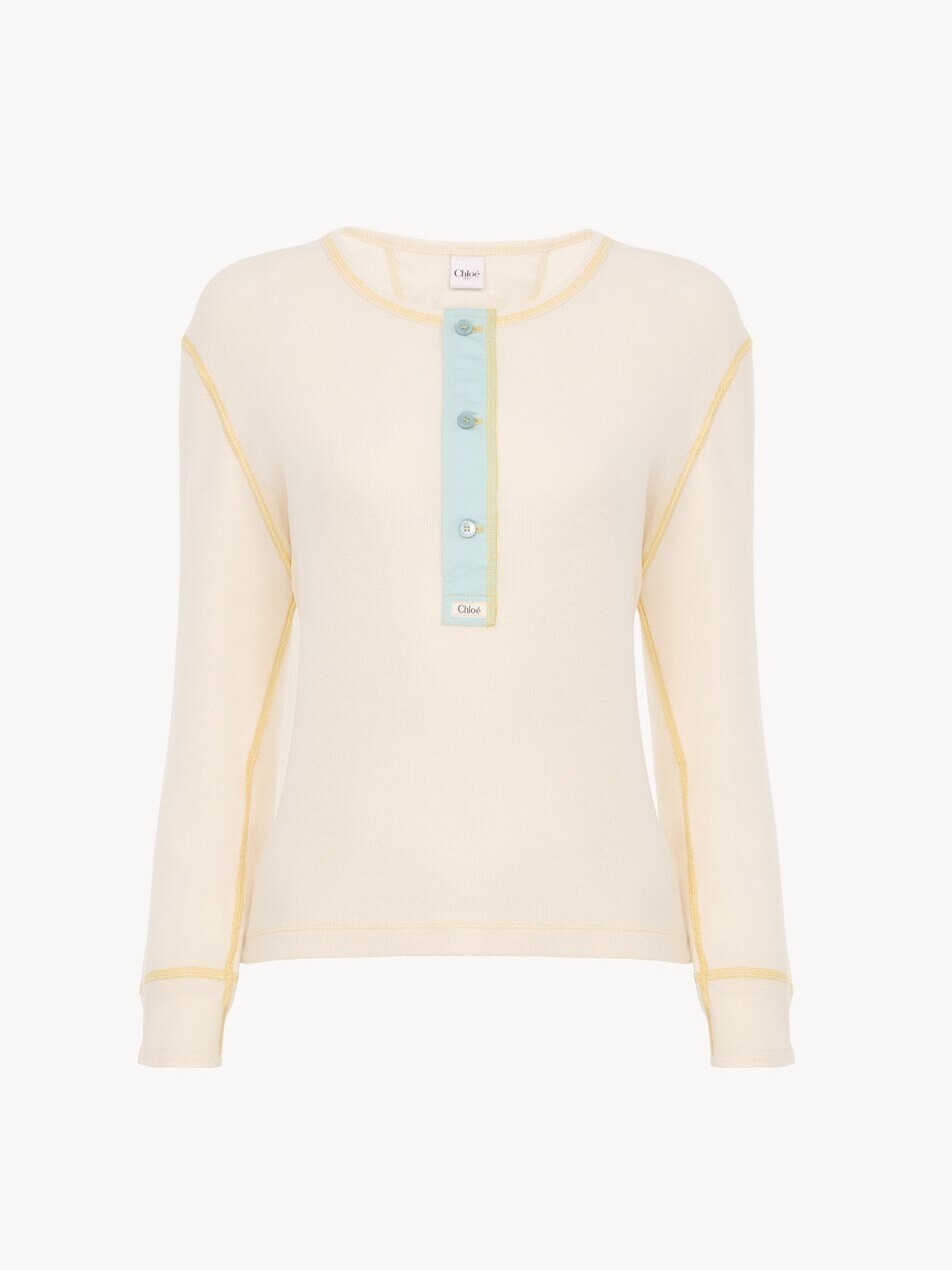 Fitted Henley shirt in cotton jersey - Packshot