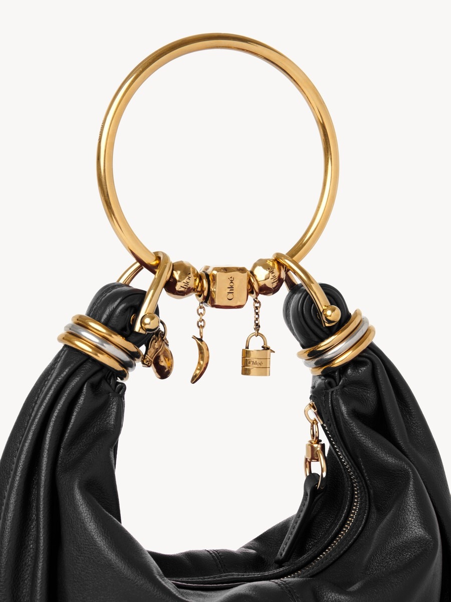 Small Bracelet Hobo bag in grained leather - 9
