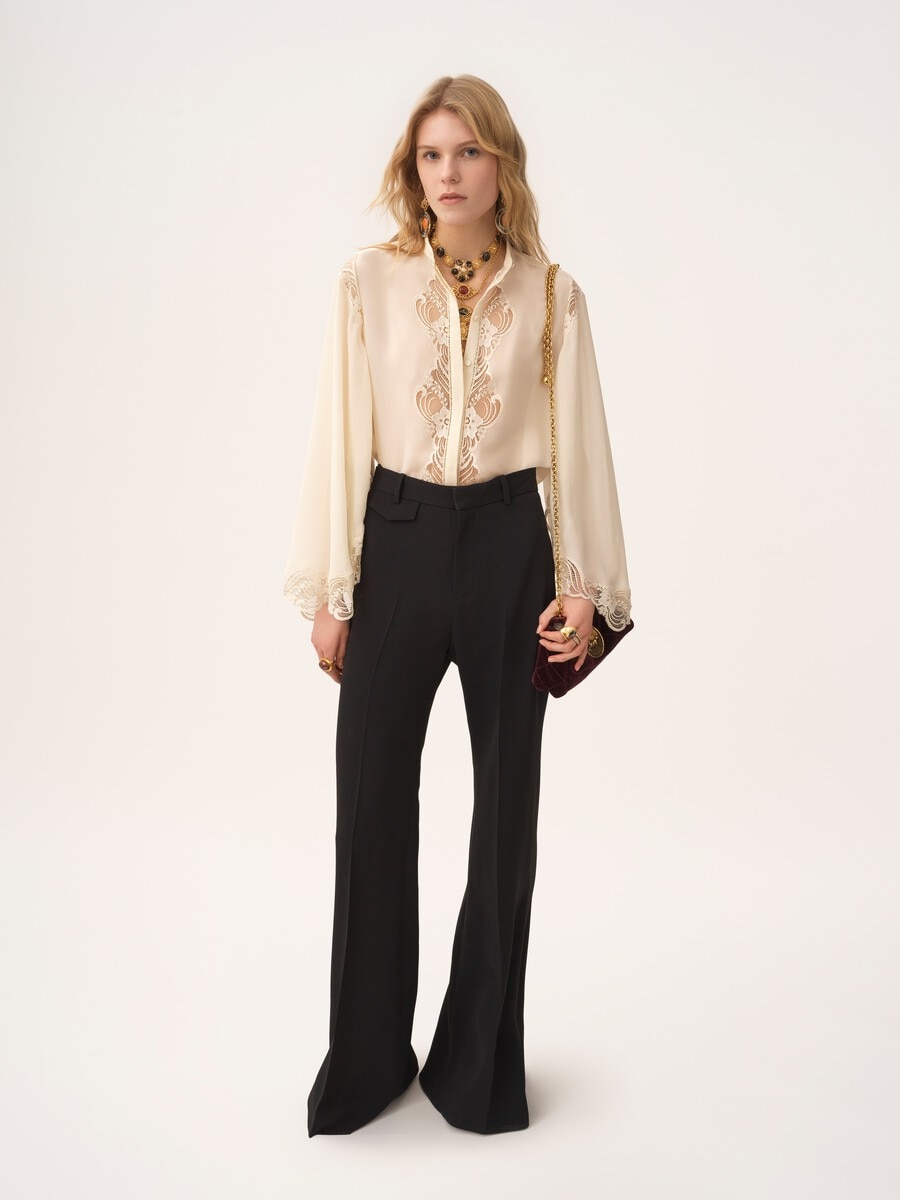 Fluid blouse in silk georgette & lace - 3