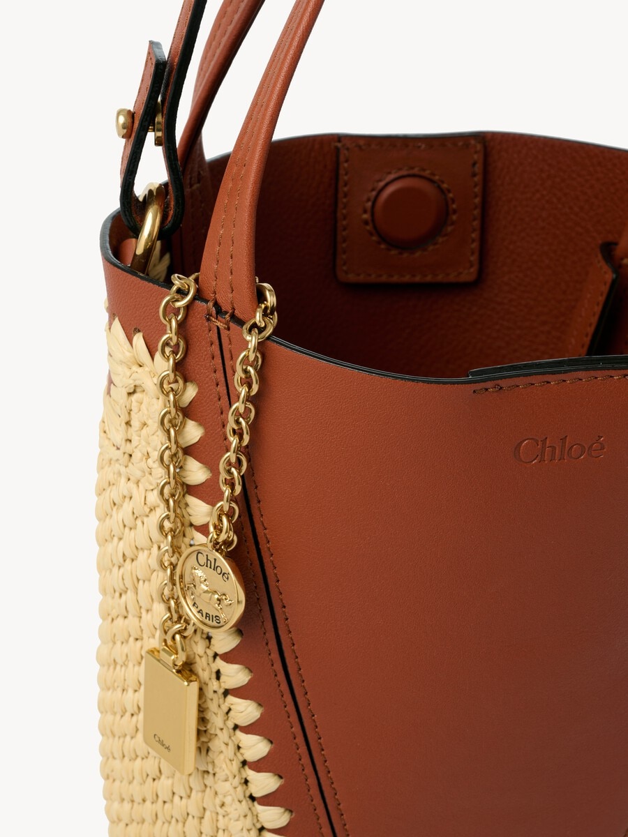 Small Chlo&eacute; Spin tote bag in raffia-effect & leather - 6