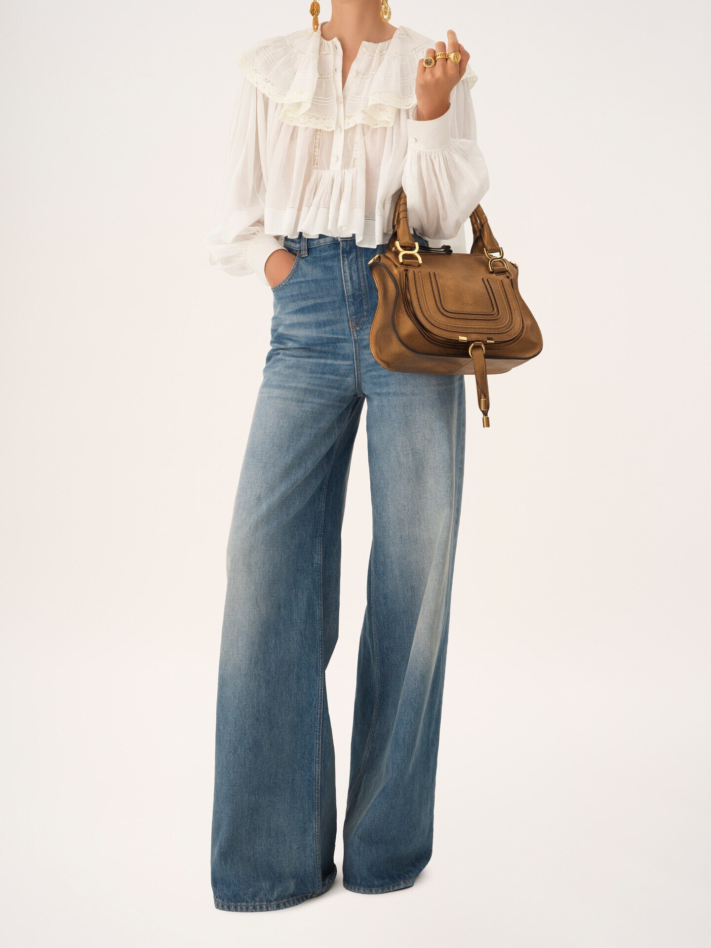 Small Marcie bag in metallized leather - 8.0