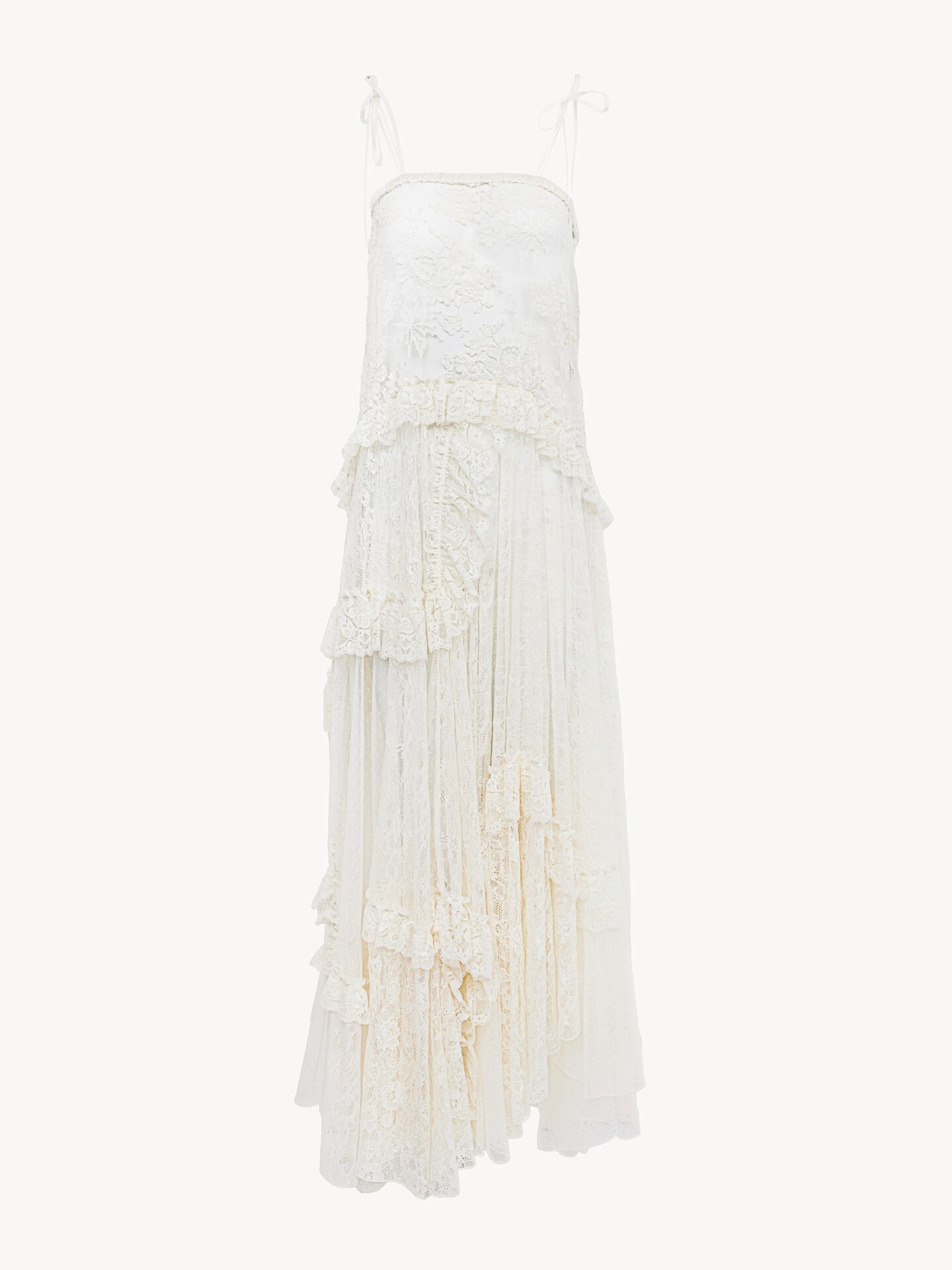 Thin-strap long dress in embroidered lace - 2