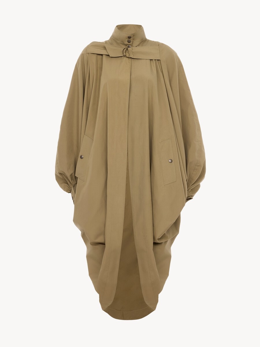 High-neck oversized cape coat in cotton poplin - 2