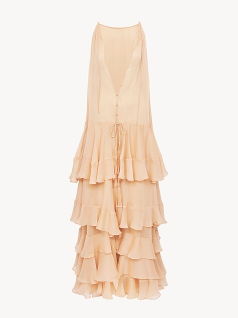 Gestuftes Kleid aus Seiden-Georgette