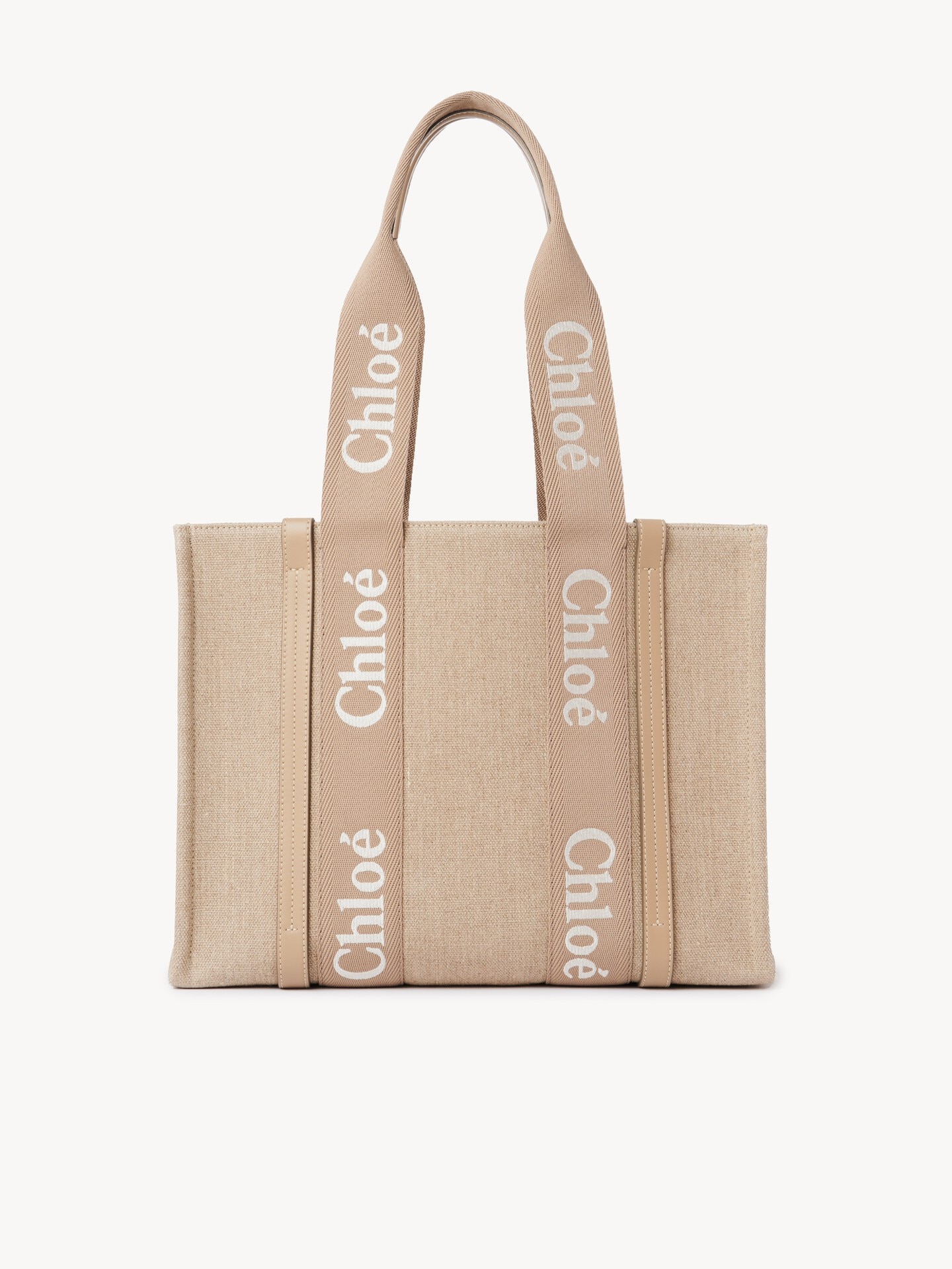 Chloe トートバッグ リネン＆レザー製Woodyトートバッグ 茶色 - Chloé