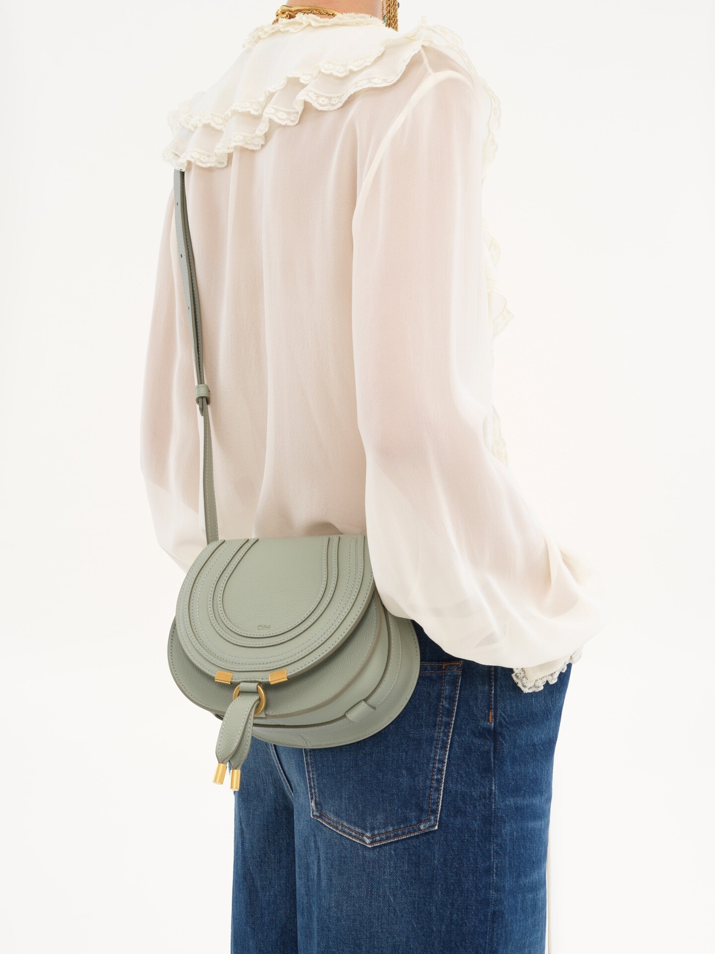 Bolso saddle peque&ntilde;o Marcie de cuero granulado - 3