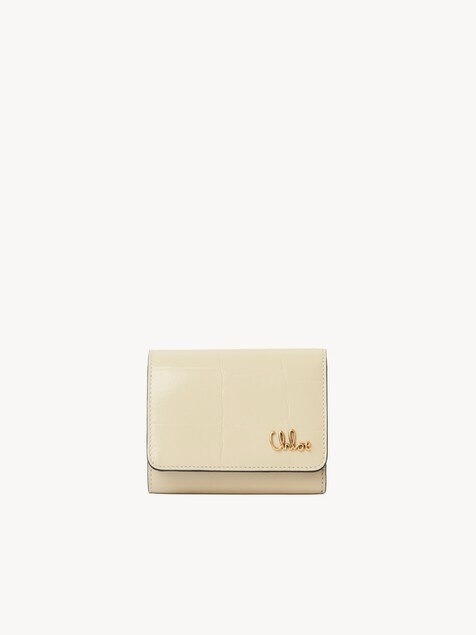 Small Chlo&eacute; Iconic tri-fold in croco-effect leather