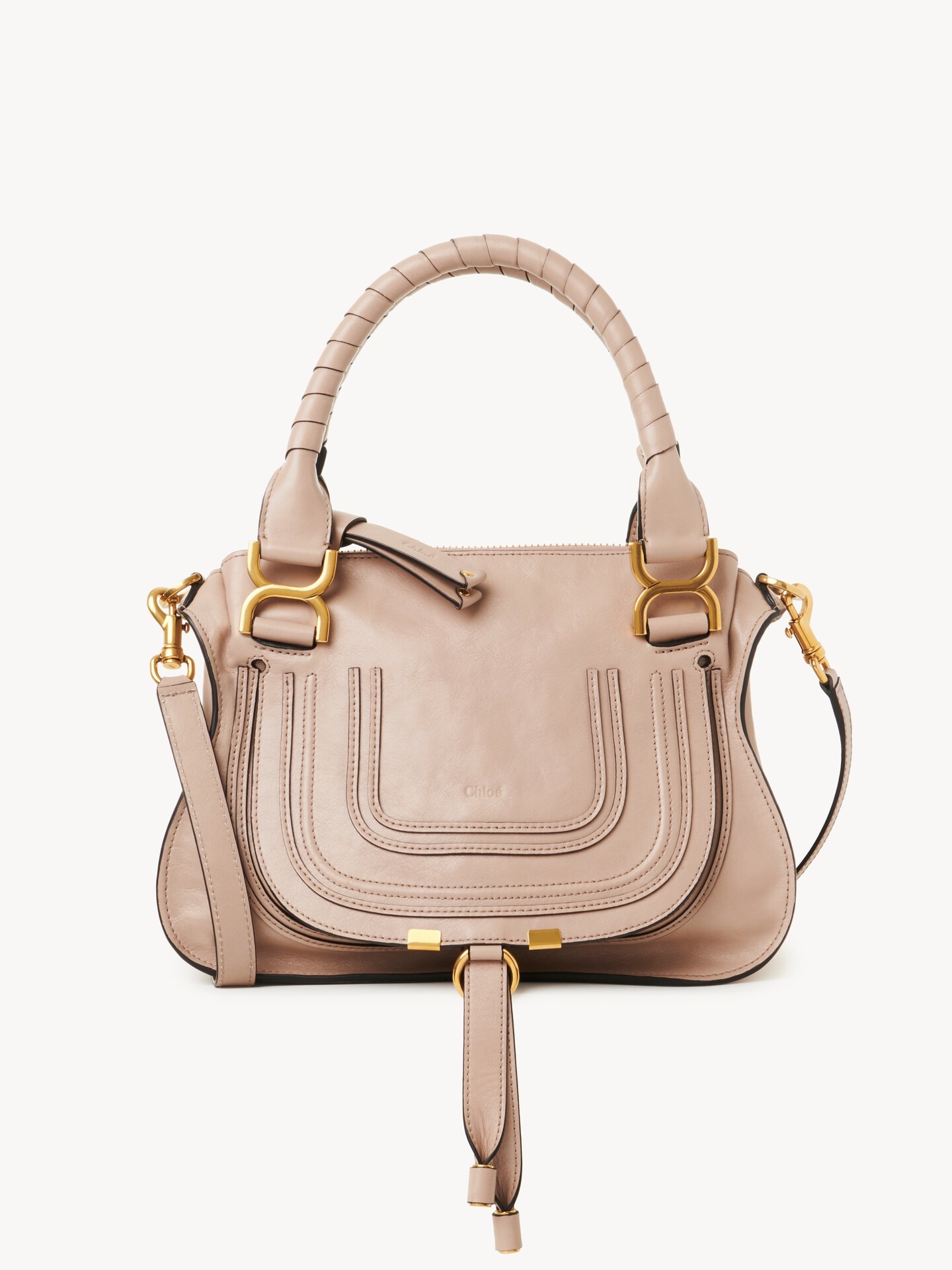 シャイニーレザー製Marcieスモールバッグ Deep Beige - Chloé