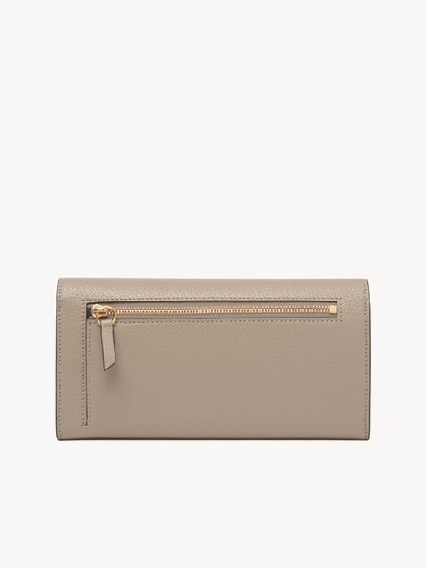 Envelope long wallet with flap in grained leather