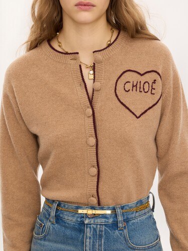 Fitted logo cardigan in a wool & cashmere knit - 6
