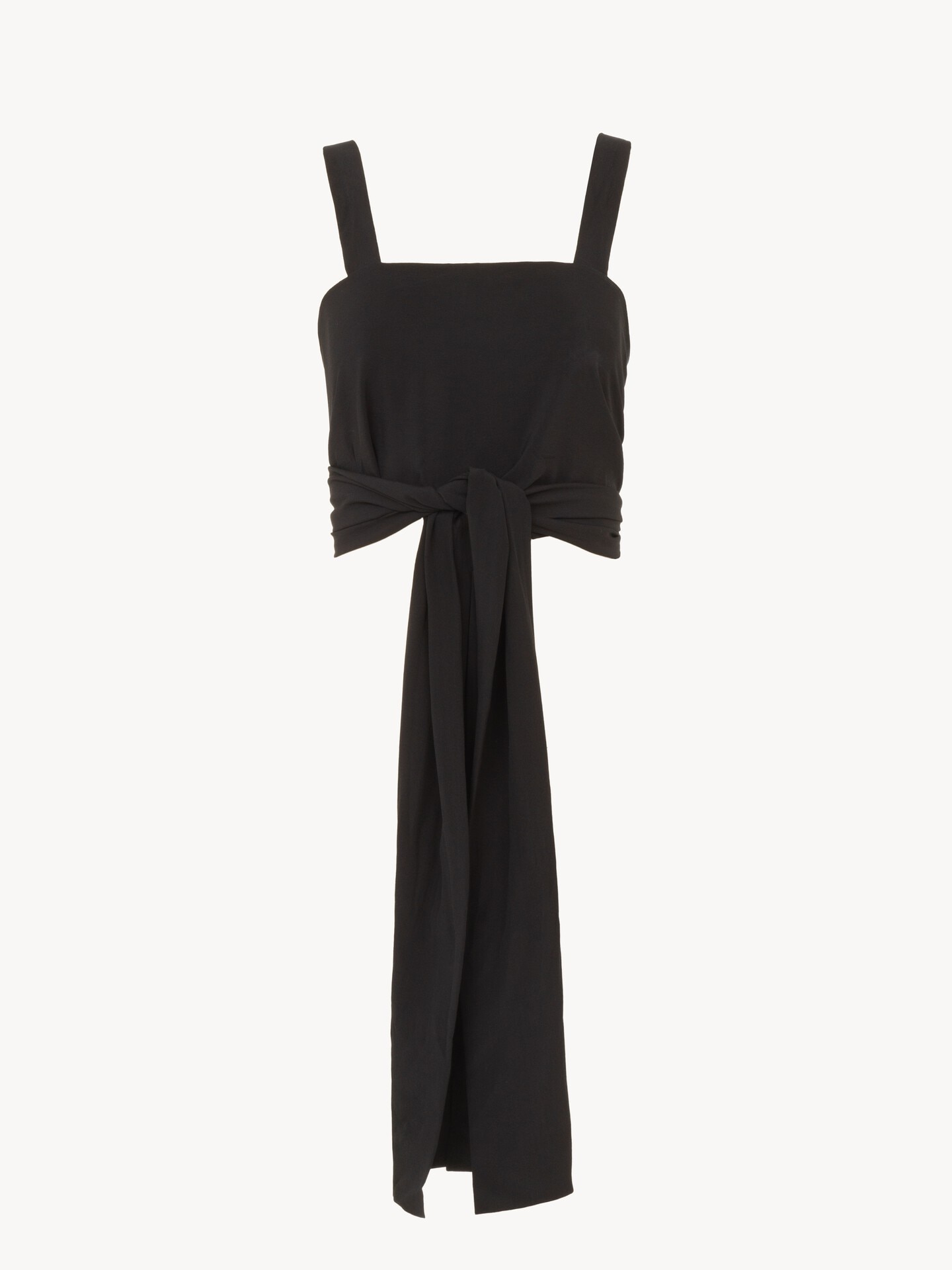 Cropped front-tie tank top in cr&ecirc;pe de chine - 1