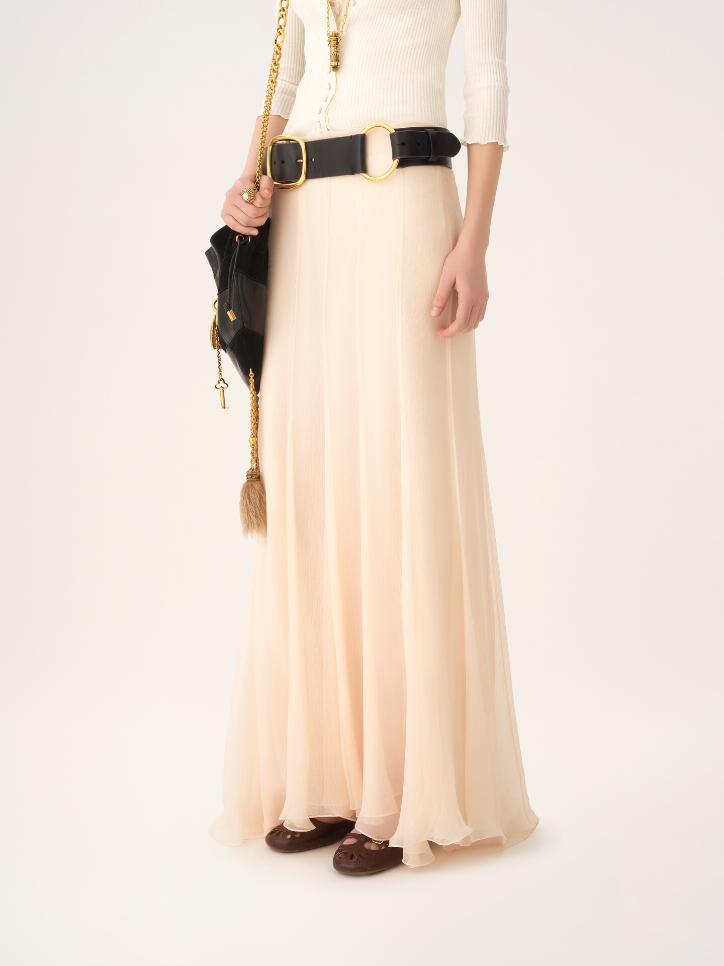 Fluid maxi skirt in silk mousseline - 6