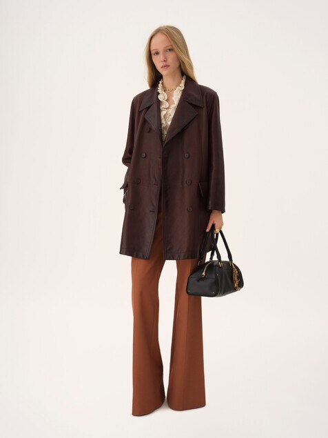 High-rise flared pants in cotton canvas