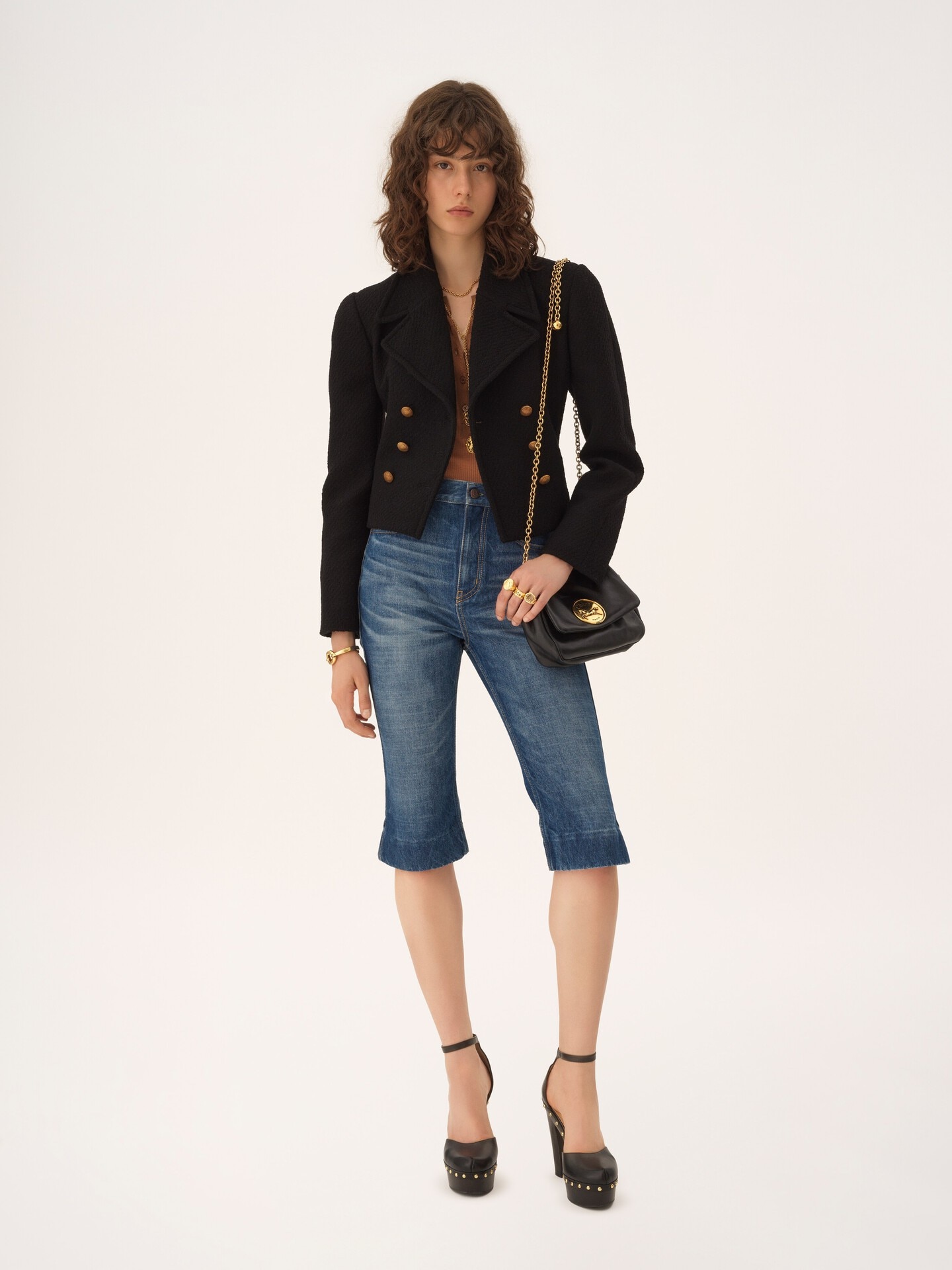 Double-breasted cropped jacket in wool bouclette - 3