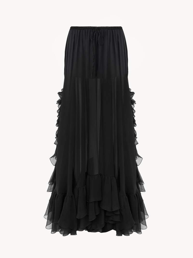 Ruffled long skirt in silk mousseline by Chloé