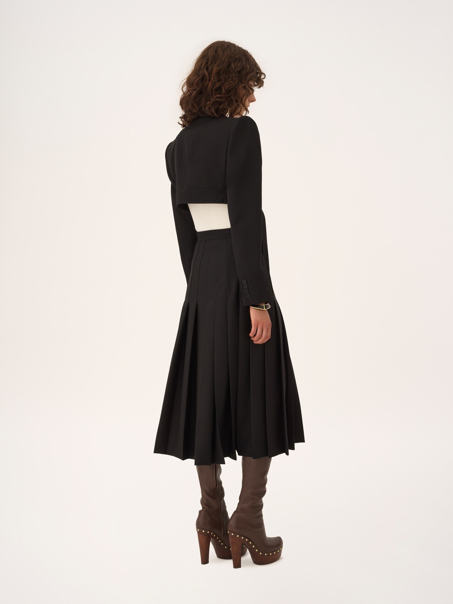 Veste spencer courte en laine grain de poudre - 7