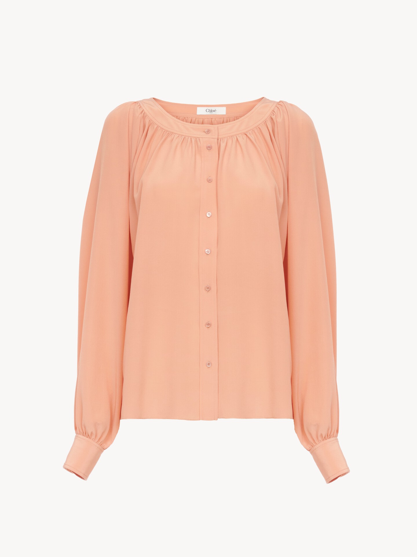 Scoop-neck blouse in cr&ecirc;pe de chine - 1