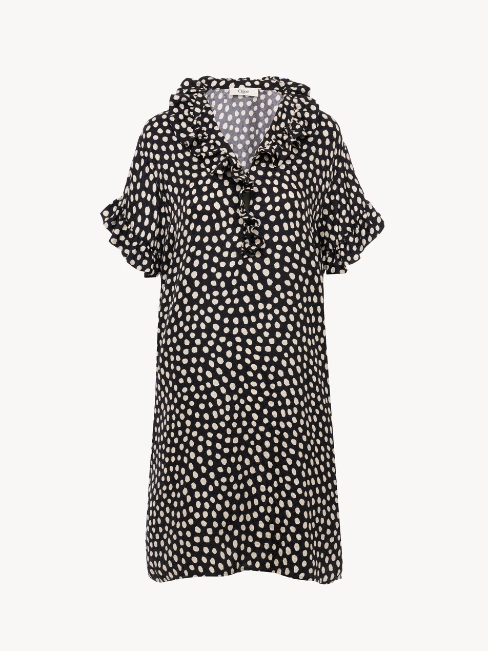 Short-sleeve mini dress in silk jacquard - Packshot