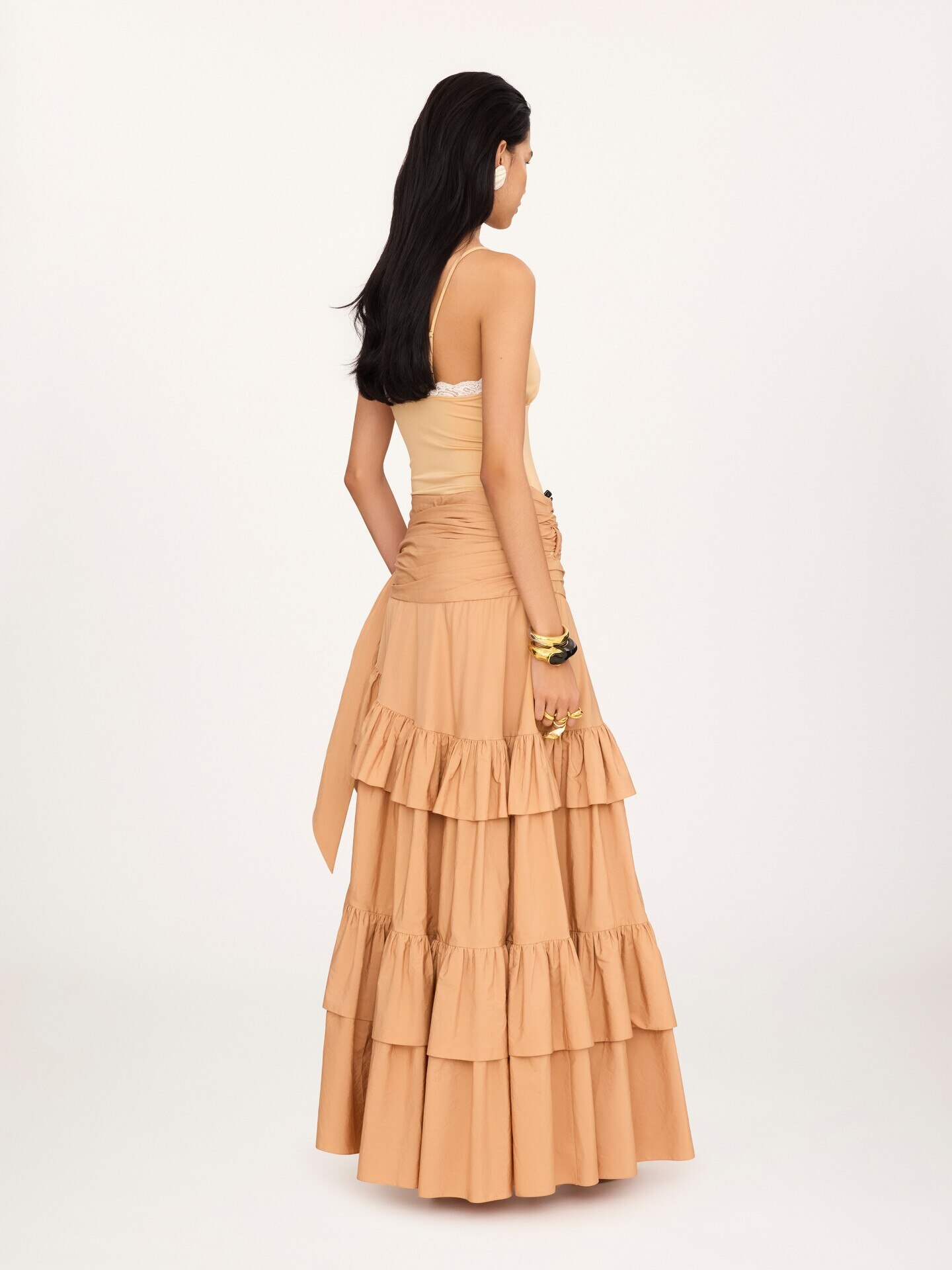Ruffled long skirt in cotton poplin - 7