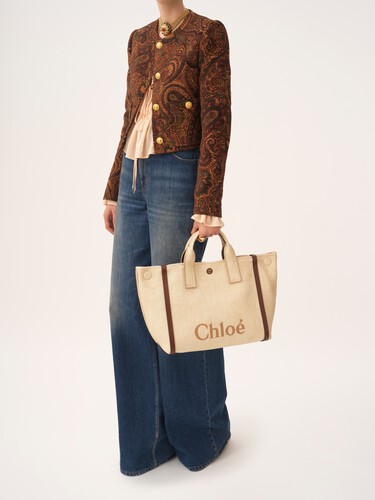 Chlo&eacute; Carry tote bag in raffia-effect fibres - 8