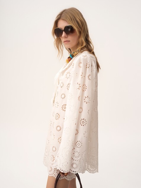 Mini robe manches longues en voile de coton