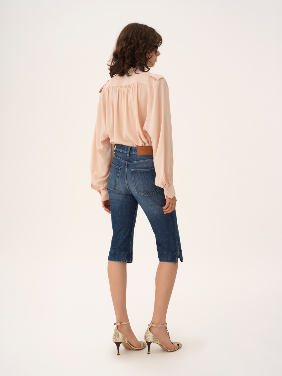 Gathered blouse in cr&ecirc;pe de chine - 7
