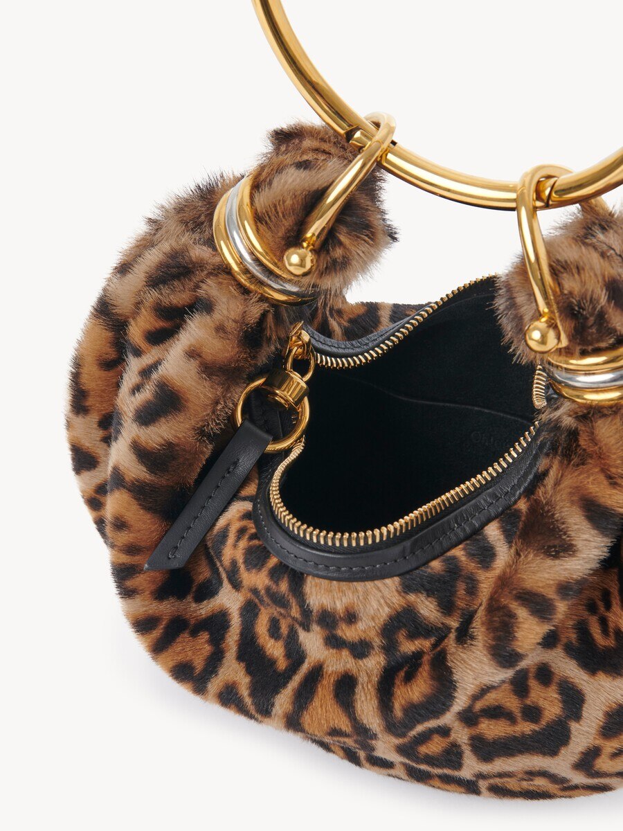Mini Bracelet Hobo bag in leopard-print shearling - 5
