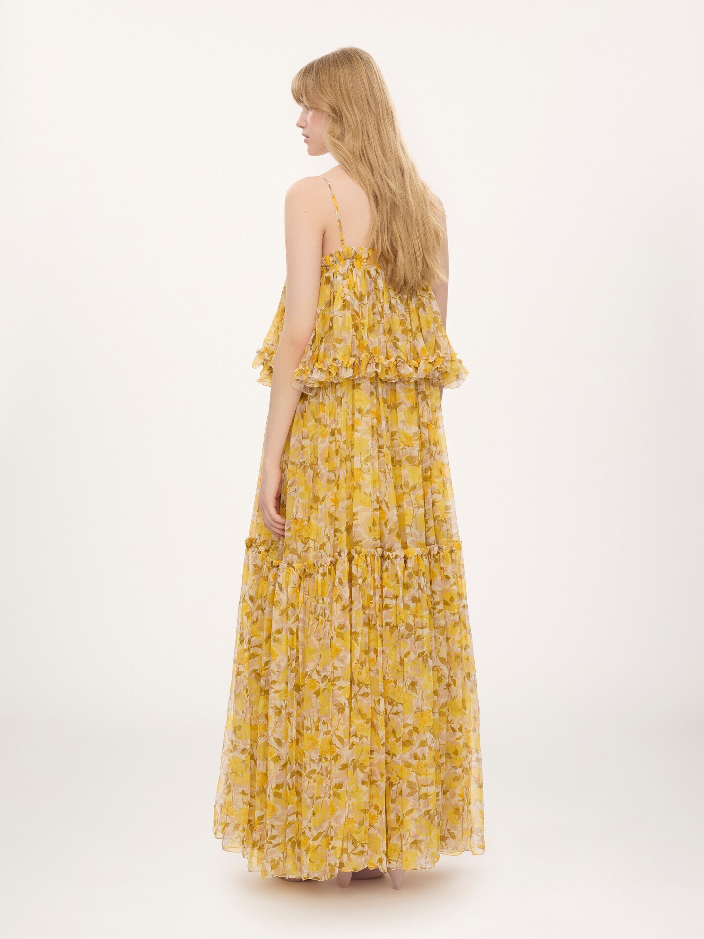 Thin-strap long dress in silk mousseline - 5