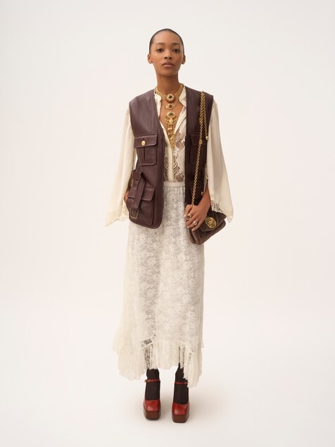 Utilitarian vest in leather