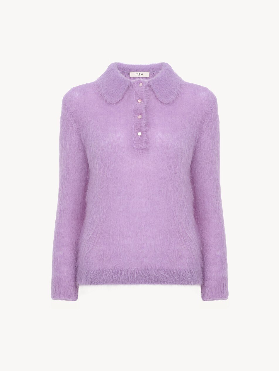 Polo sweater in an alpaca wool-blend knit