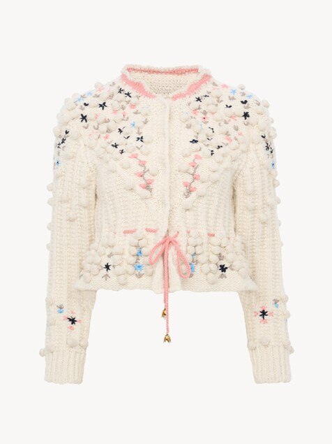 Cropped fitted cardigan in a wool knit