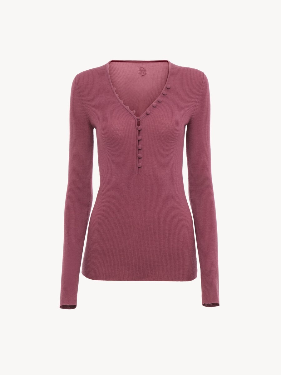 Pull henley en maille de laine m&eacute;rinos - 1