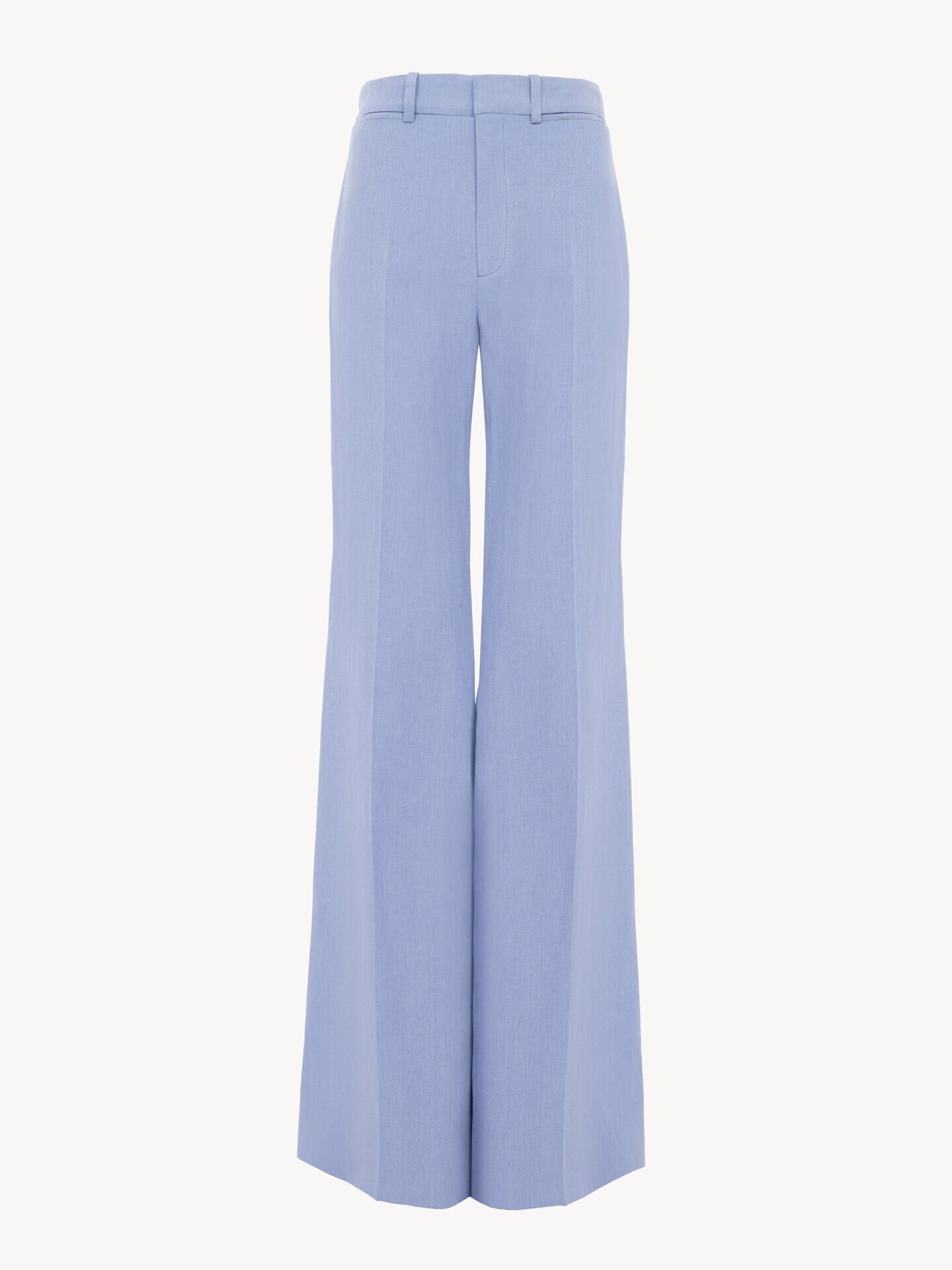Flared high-rise trousers in linen cr&ecirc;pe - 2.0