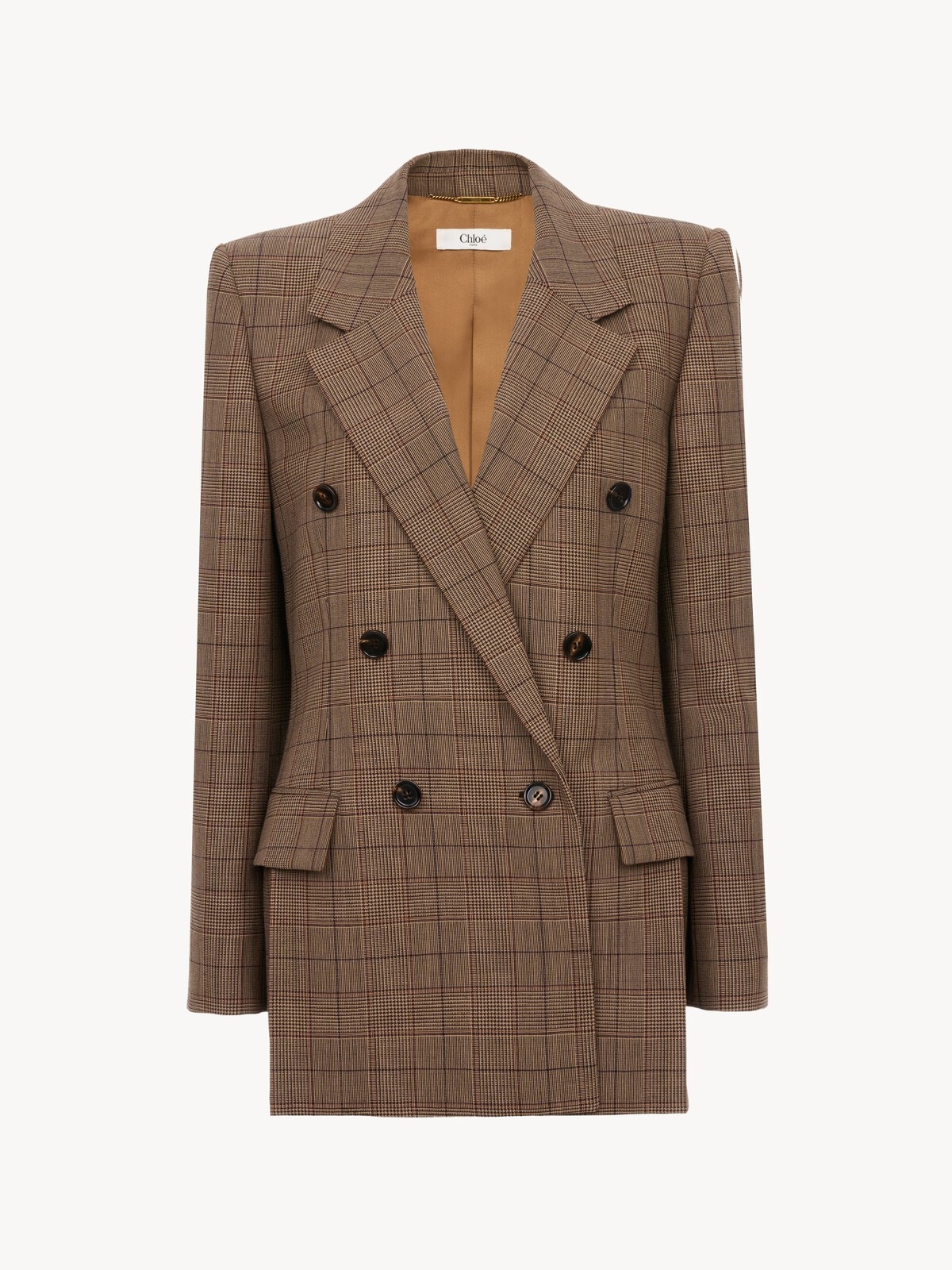 Double-breasted tailored jacket in check wool