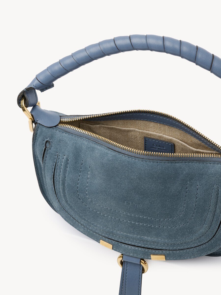 Mini sac port&eacute; &eacute;paule Marcie en cuir velours - 6