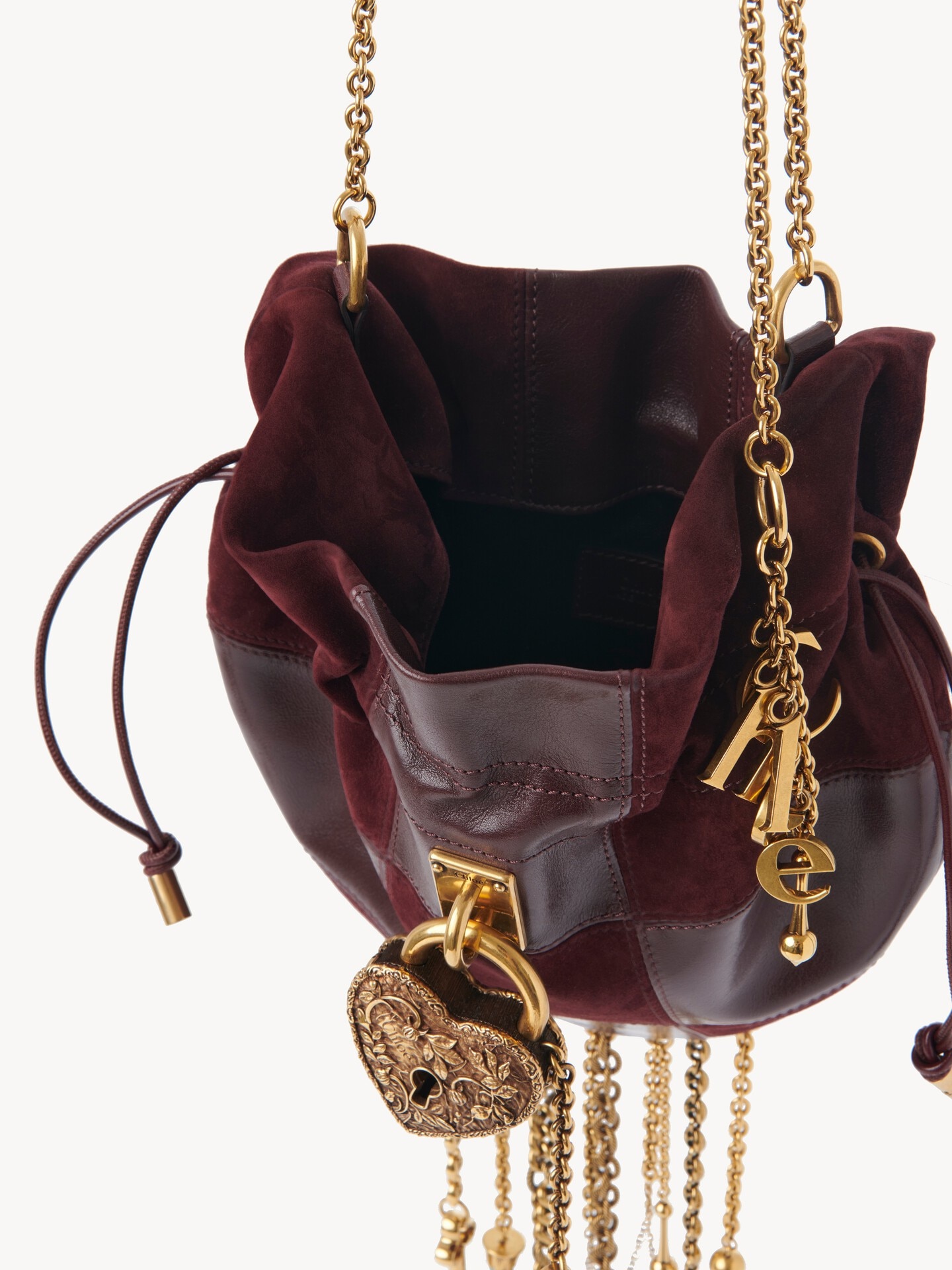 Ch&acirc;teau Treasures crossbody bag in grained & suede leather - 8