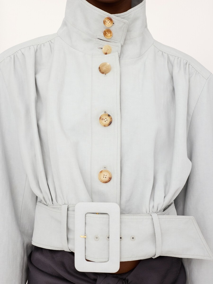 Cropped scarf jacket in a linen-cotton mix - 4