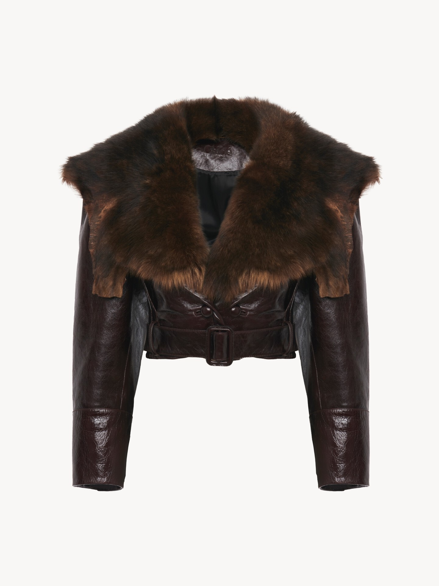 Cropped fitted jacket in leather - 2