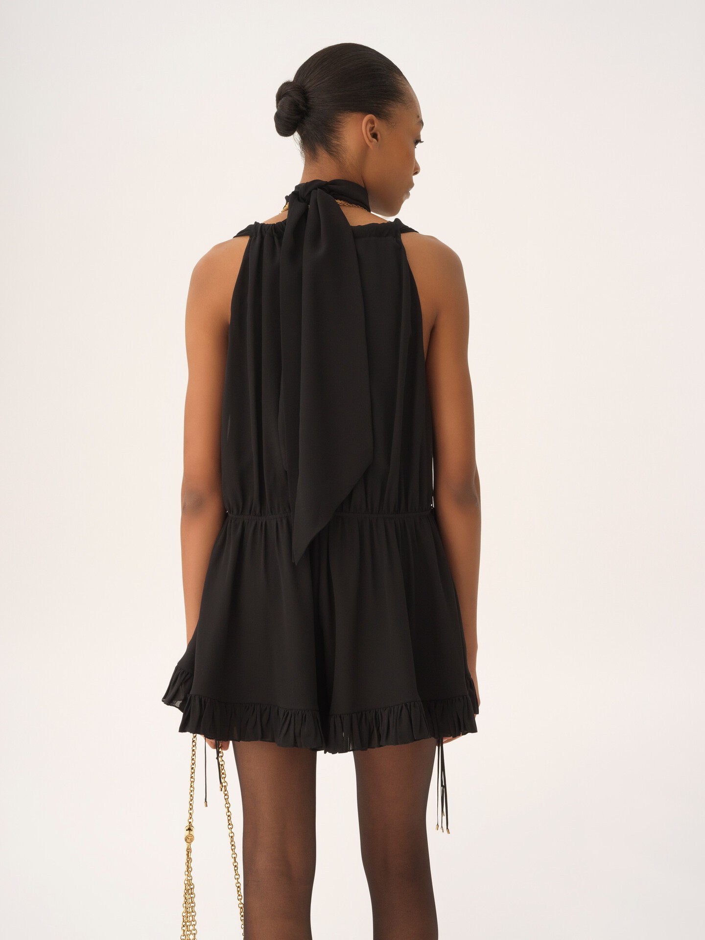 V-neck jumpsuit in silk georgette - 5
