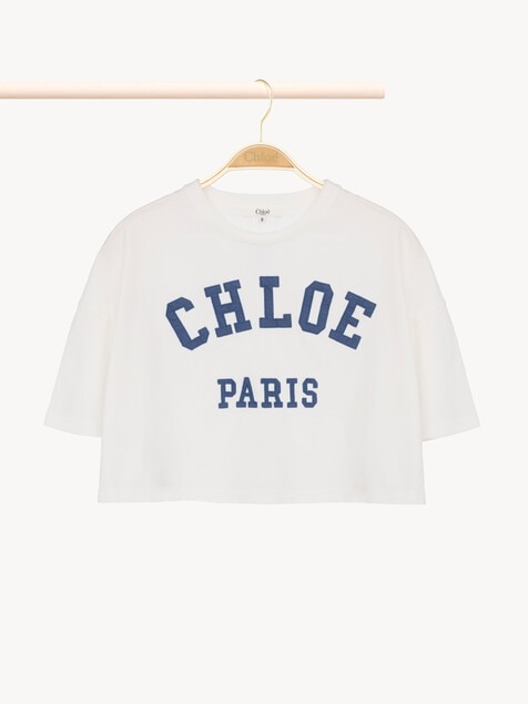 Camiseta cropped con logotipo infantil