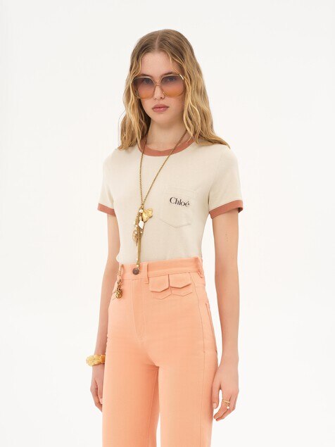 Crew-neck logo T-shirt in cotton jersey