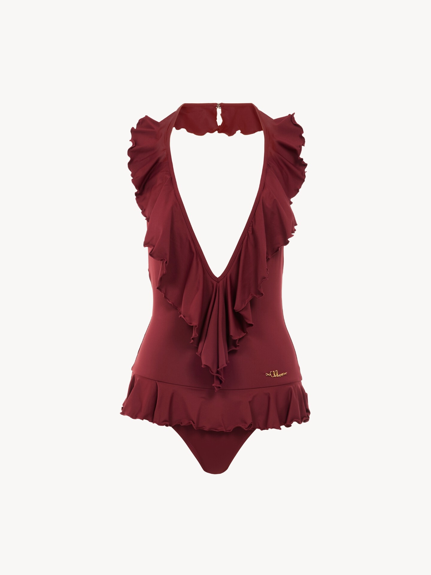 Ruffled V-neck one-piece swimsuit - 1