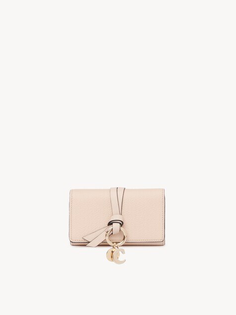 Alphabet key case in grained leather