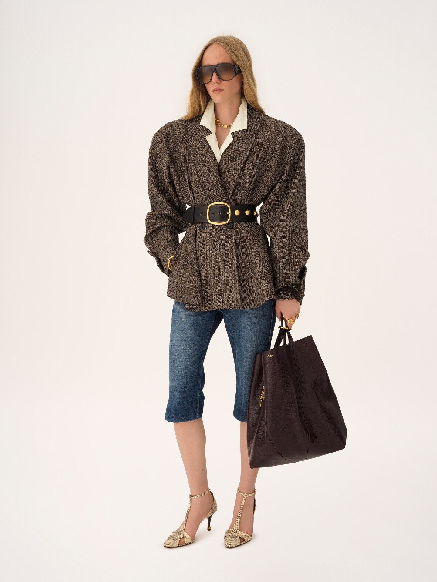 Large Chlo&eacute; Spin tote bag in grained leather - 6.0