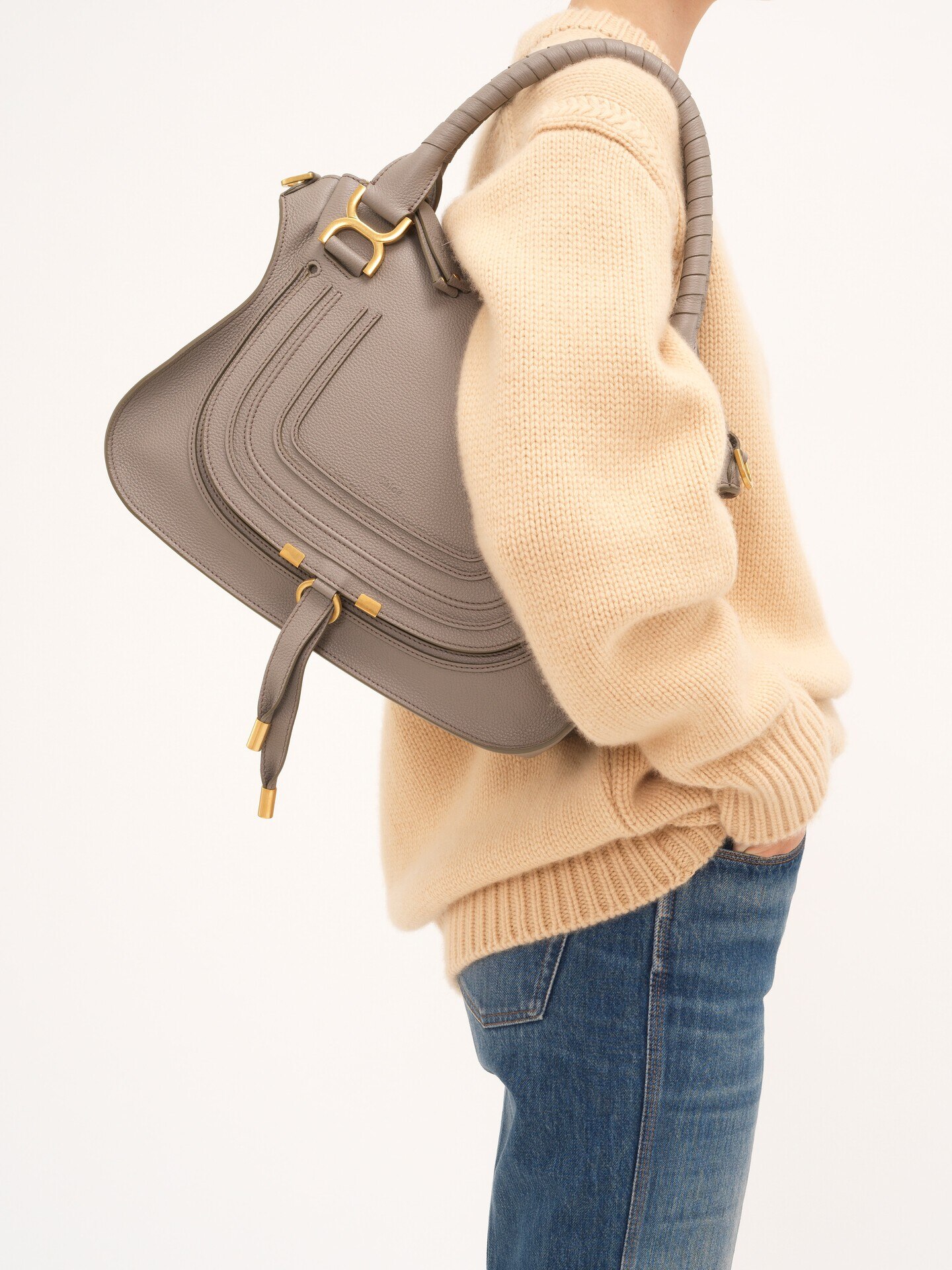 Marcie bag in grained leather Cashmere Grey Chloé